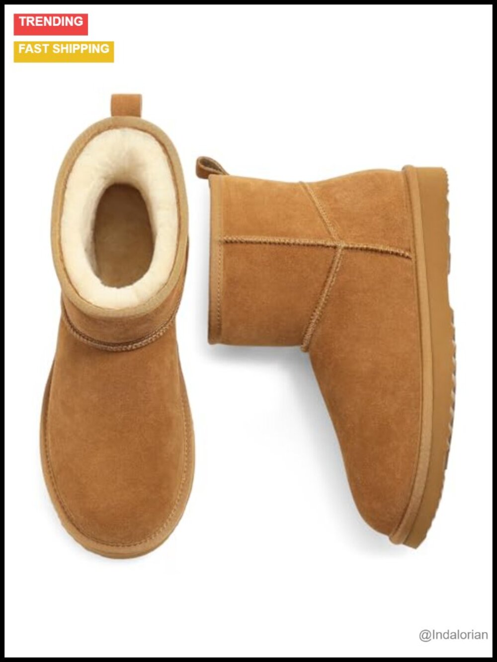 Genuine Suede Mini Boots Winter Warm Fuzzy Snow Boots Fur Lined